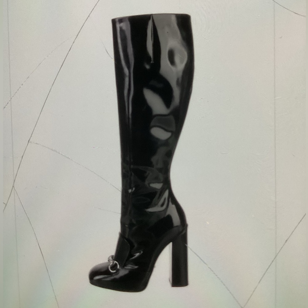 Gucci Horsebit pantent leather Women's Shiny Black Over the Knee Boots worn once